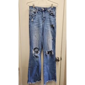 Risen Jeans Distressed Wide Leg‎ High Rise Women's Jeans  Size 9/29